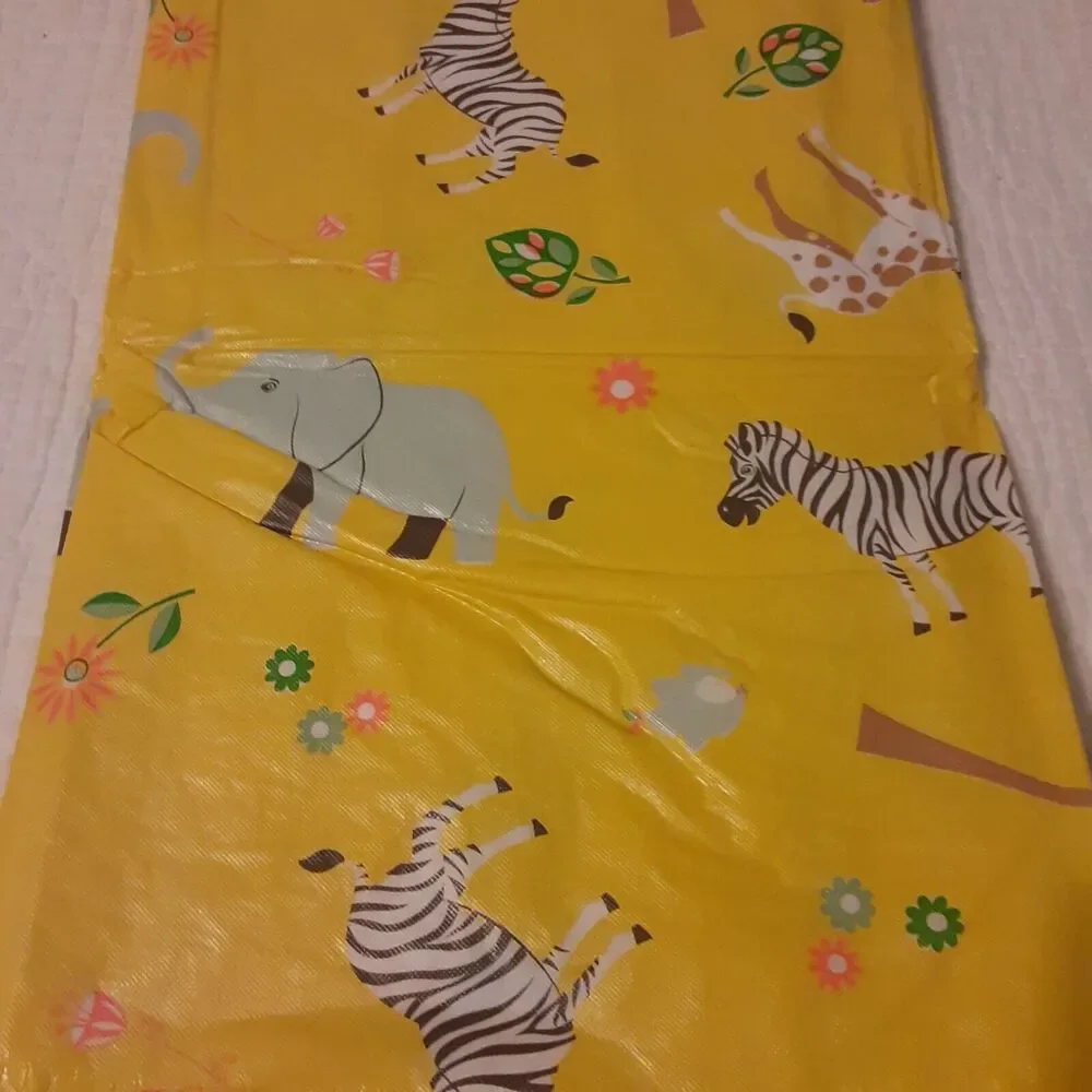 Whimsical Animal & Floral Vinyl Tablecloth 52x90 Oblong/Oval Colorful
